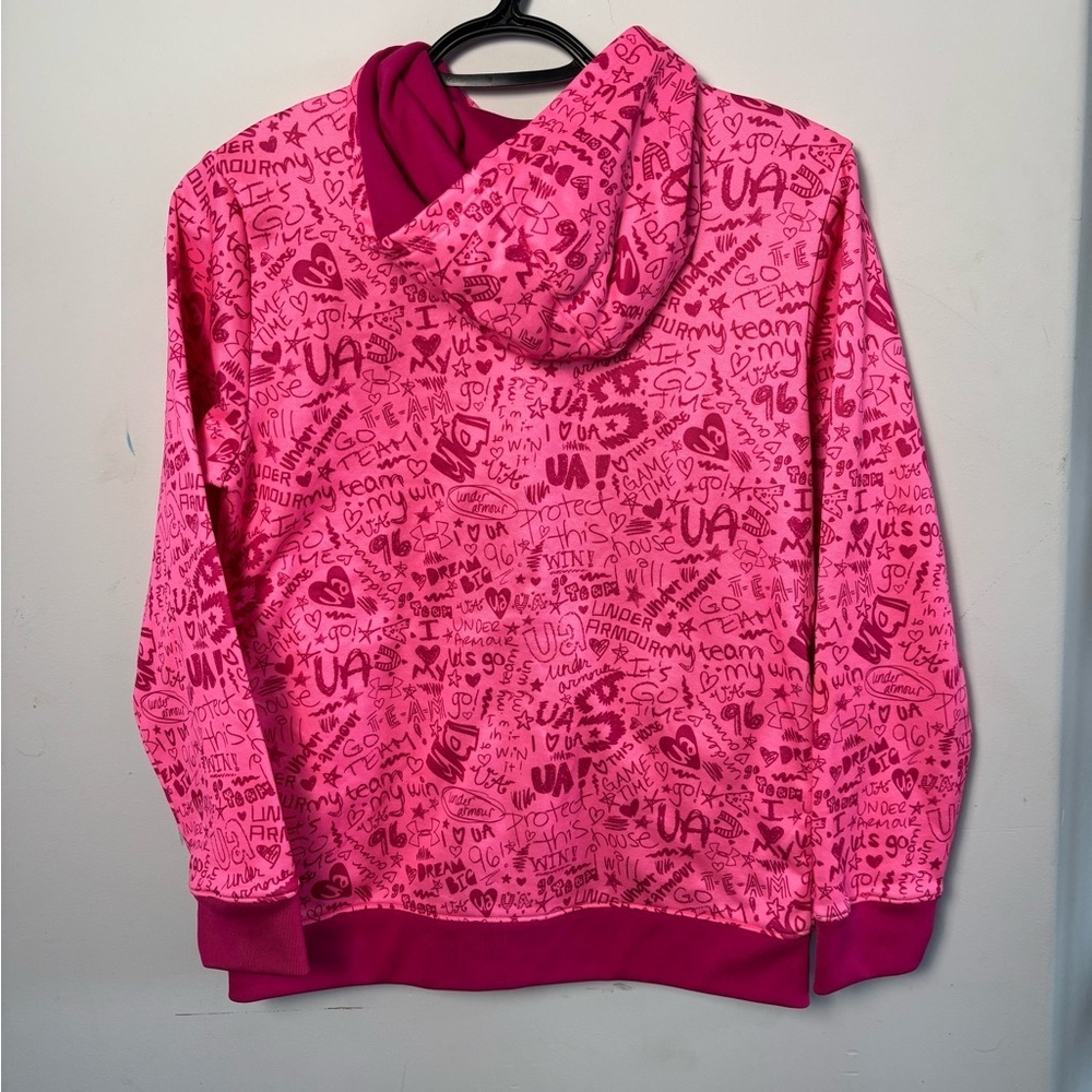 Under Armour Hot Pink zip up sweater jacket girls youth size large in EUC - Picture 3 of 3